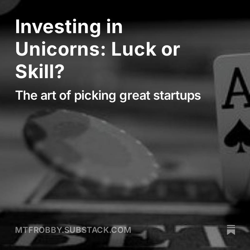 Are the most successful investments driven by luck or skill?  

I wrote up my thoughts on investment decision-making, how to avoid “resulting”, and learnings from mistakes I've made in past investments

👉mtfrobby.substack.com/p/investing-in…