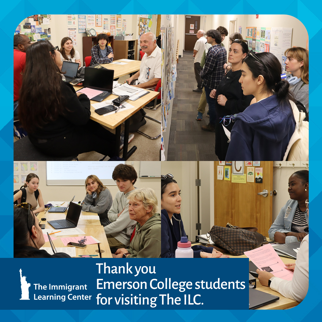 The Immigrant Learning Center (@ilctr) on Twitter photo Thank you, <a href="/EmersonCollege/">Emerson College</a> students, for visiting The ILC! We were thrilled to share the work we've been doing for over 30 years. To top it off, our students got a little extra speaking practice by answering the questions from future journalists! Thank you, <a href="/EmersonCollege/">Emerson College</a> students, for visiting The ILC! We were thrilled to share the work we've been doing for over 30 years. To top it off, our students got a little extra speaking practice by answering the questions from future journalists!