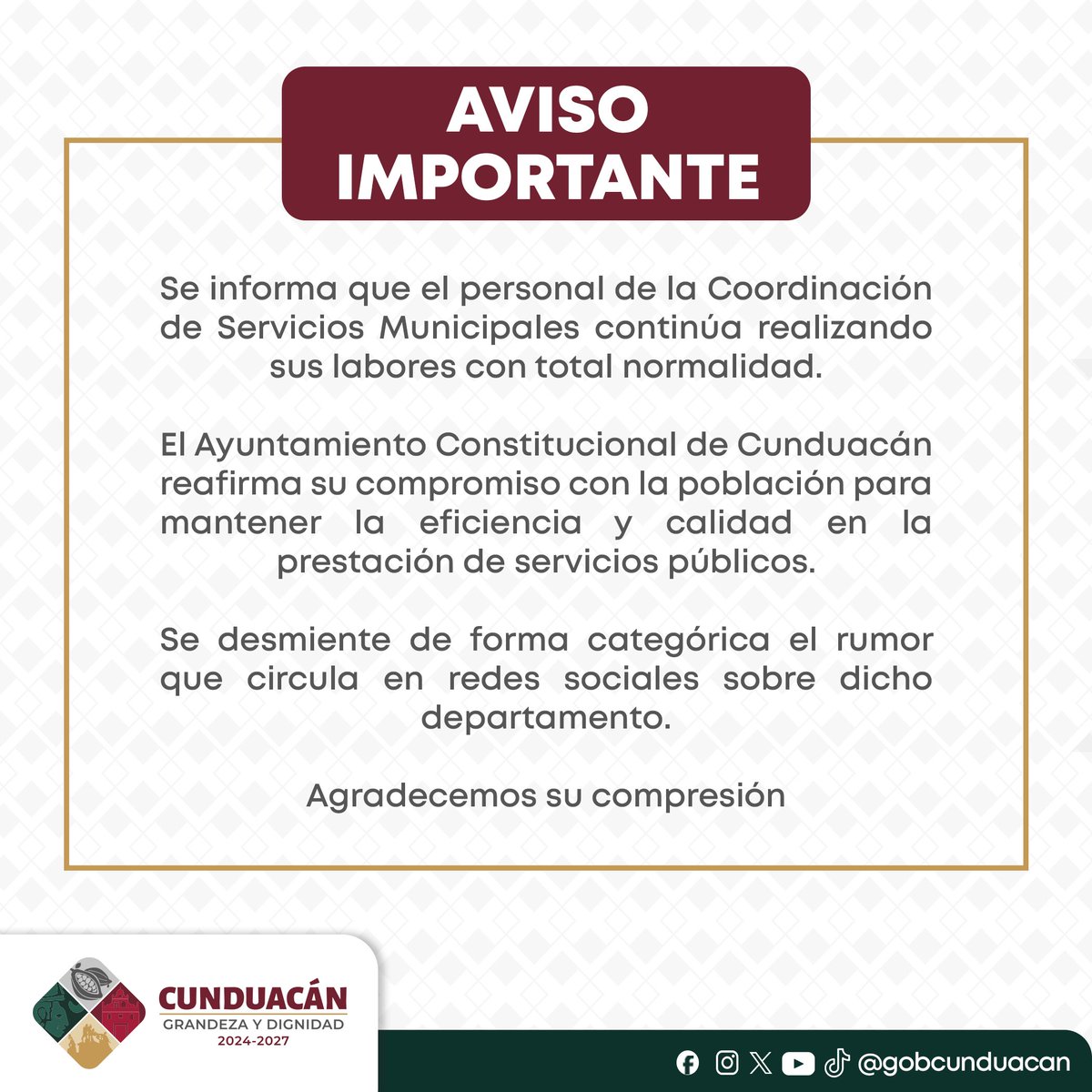 #AvisoImportante ⚠️
#GrandezaYDignidad