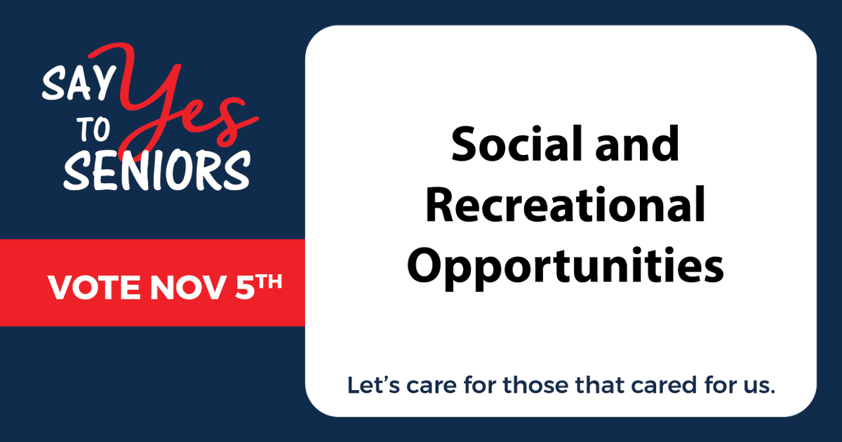 The senior millage reduces isolation by providing opportunities for social engagement, movement, lifelong learning and intergenerational activities. Nearly half of county senior centers do not have sufficient funding to open full time. Say YES to Seniors 11/5!