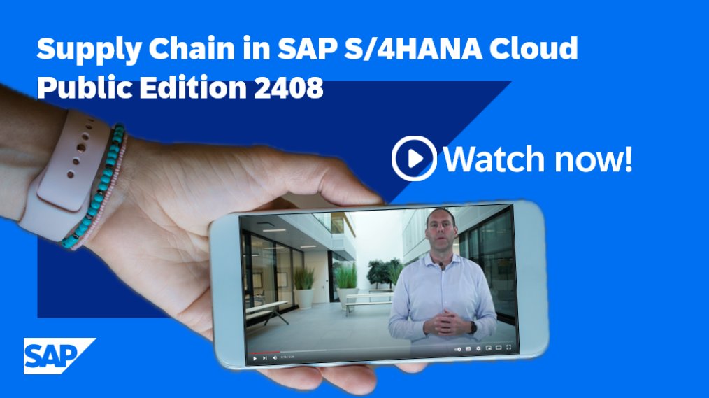 GerhardWelker's tweet image. Join Markus Oertelt in his video as he dives into the exciting updates for supply chain featured in the SAP S/4HANA Cloud Public Edition 2408 release.

👉 Don’t miss out—watch now to stay ahead of the curve! imsap.co/6012qOlyE

@SAPCloudERP #SupplyChain #SAPS4HANACloud