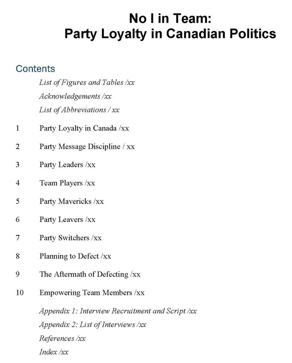 Exciting news! University of Toronto Press has accepted "No I in Team: Party Loyalty in Canadian Politics," co-authored with <a href="/MireilleLalance/">Mireille Lalancette</a> &amp; <a href="/DrJaredWesley/">Jared Wesley</a>. It examines institutional, sociological &amp; psychological pressures faced by Canadian politicians. Pub date 2025. <a href="/utpress/">University of Toronto Press</a>