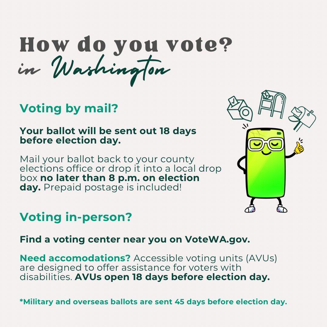 CrisisCXNs's tweet image. The general election is coming up—here’s what to know about voting in WA!! 

#Voting #HowToVote #ElectionResources