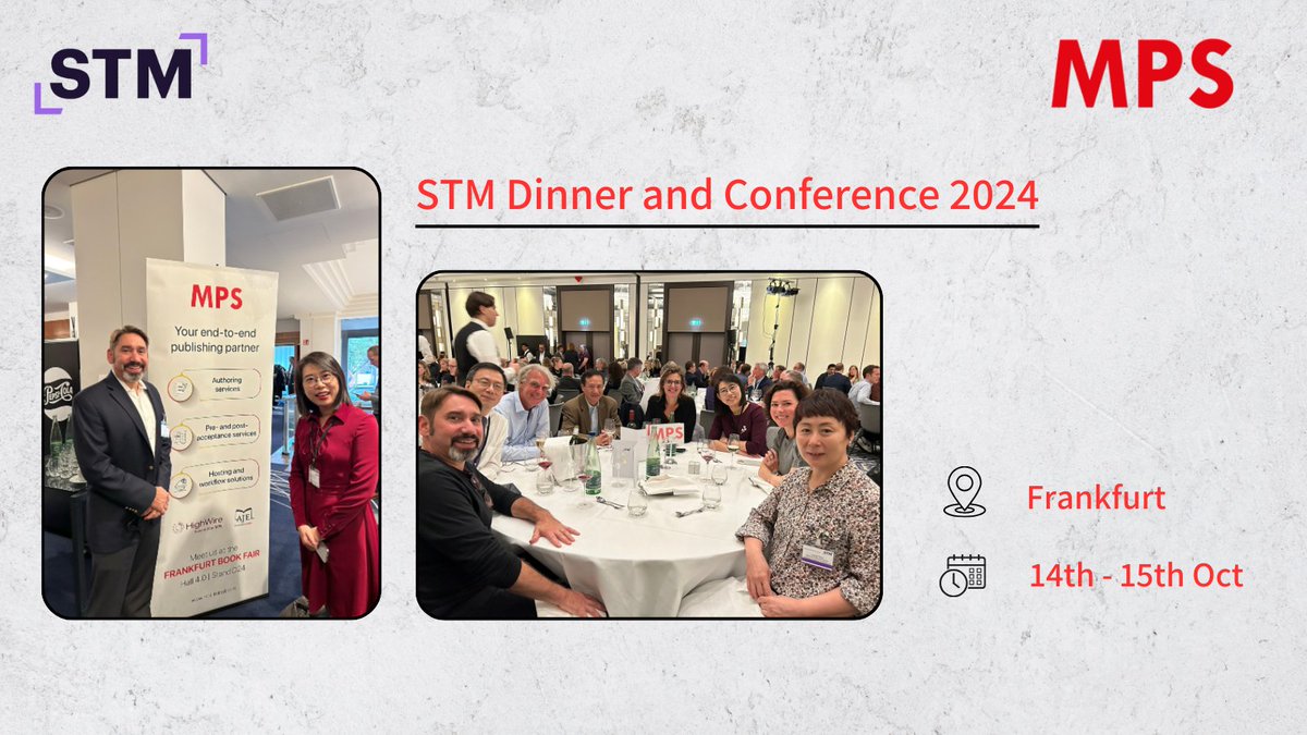 We are having a great time at the #STM Dinner and Conference at Frankfurt.

Join us at the Book Fair if you are around!