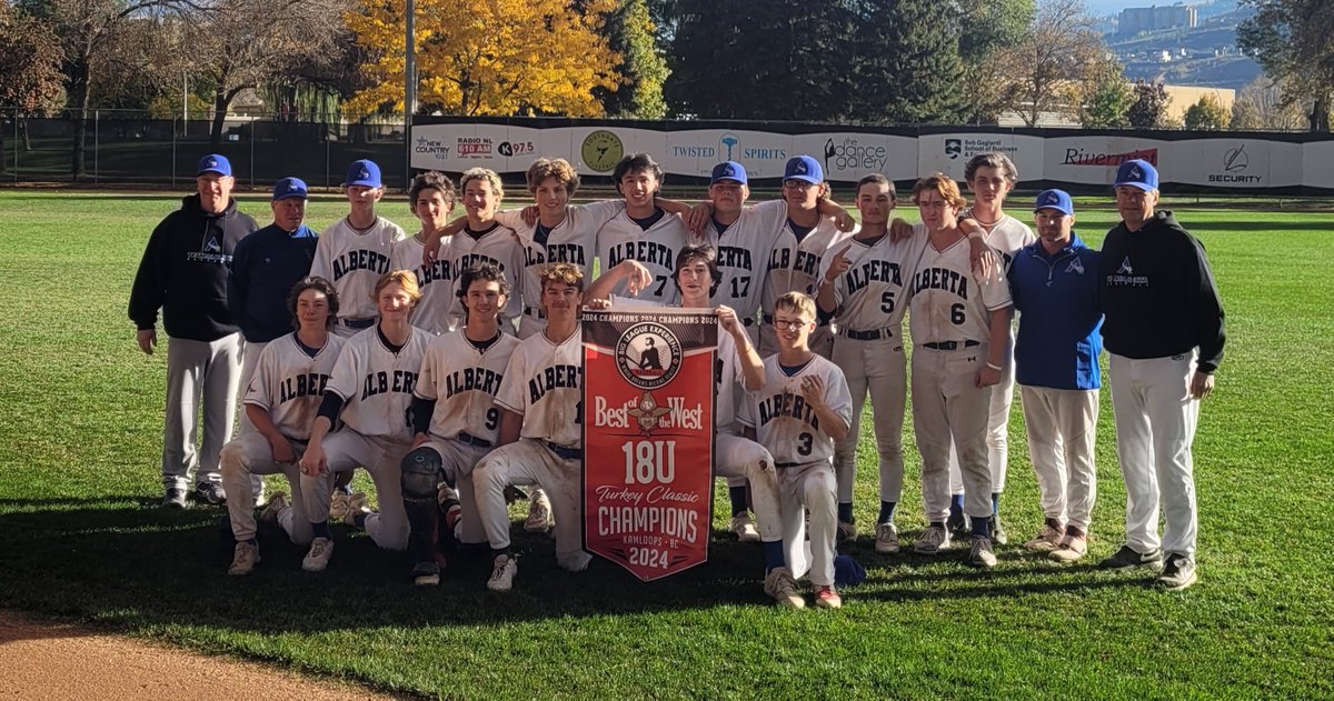 AABCBaseball's tweet image. Congratulations to the Alberta Selects 18U Team North on winning the 2024 Best of the West Turkey Classic in Kamloops. Team South also made it to the semi-finals in a great weekend of baseball for both teams!