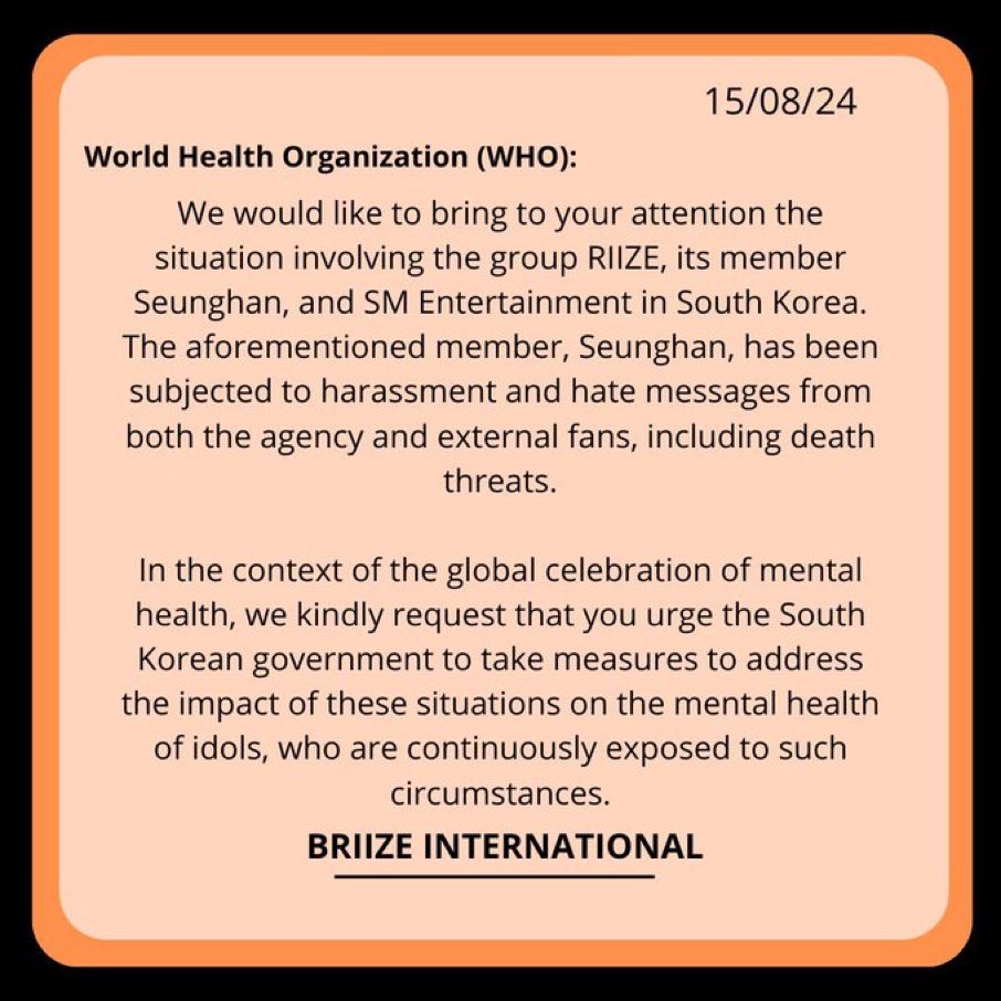 leopulgaa's tweet image. RT ‼️🧡 @WHO 

#SMStandsForBullying
#SeunghanWasBullied
#SaveRIIZEfromSM