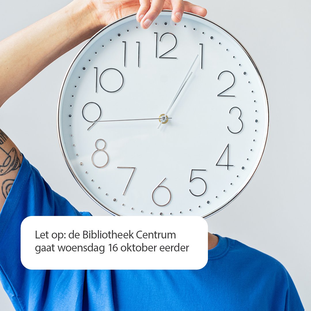 Wegens omstandigheden sluit de Bibliotheek Centrum op woensdag 16 oktober om 18.00 uur in plaats van 22.00 uur. Excuses voor het ongemak.

Bekijk al onze actuele openingstijden op tinyurl.com/3tzd4avz