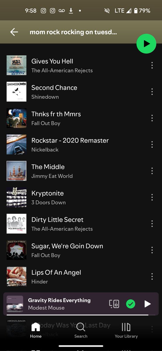 Y'all I'm officially deceased 💀

My Spotify recommended day list is titled "Mom Rock" with some fall out boy, all American rejects and Panic.

If you need me, I'll be in my coffin ⚰️