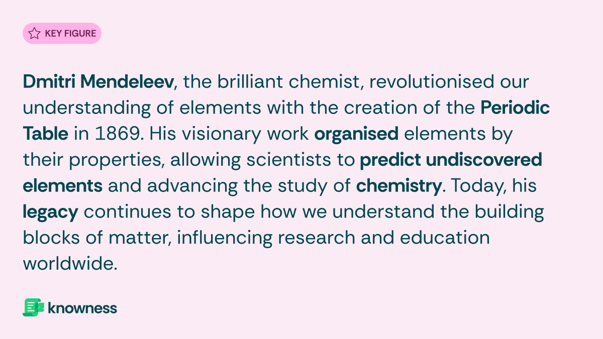 knownessapp's tweet image. #DmitriMendeleev #PeriodicTable #Chemistry #Pioneer #ScientificLegacy #Elements #ChemicalRevolution #Visionary #Chemist #BuildingBlocksOfMatter #Science #History #ChemistryEducation #Innovation #PeriodicLaw #ScientificBreakthrough #ModernChemistry #Study #Knowledge #KeyFigure