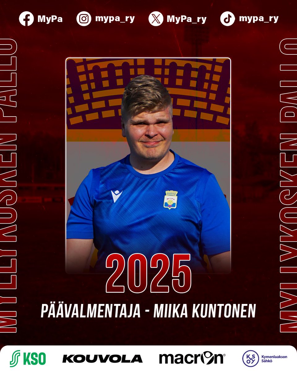 MyPa_ry's tweet photo. Miika Kuntonen on MyPan päävalmentaja kaudella 2025 🔥
📰 Lue uutinen: https://t.co/tL6zSd7Hkh
#MyPa #urheilukaupunki #kouvola #kakkonen https://t.co/qf1tAkTfiZ