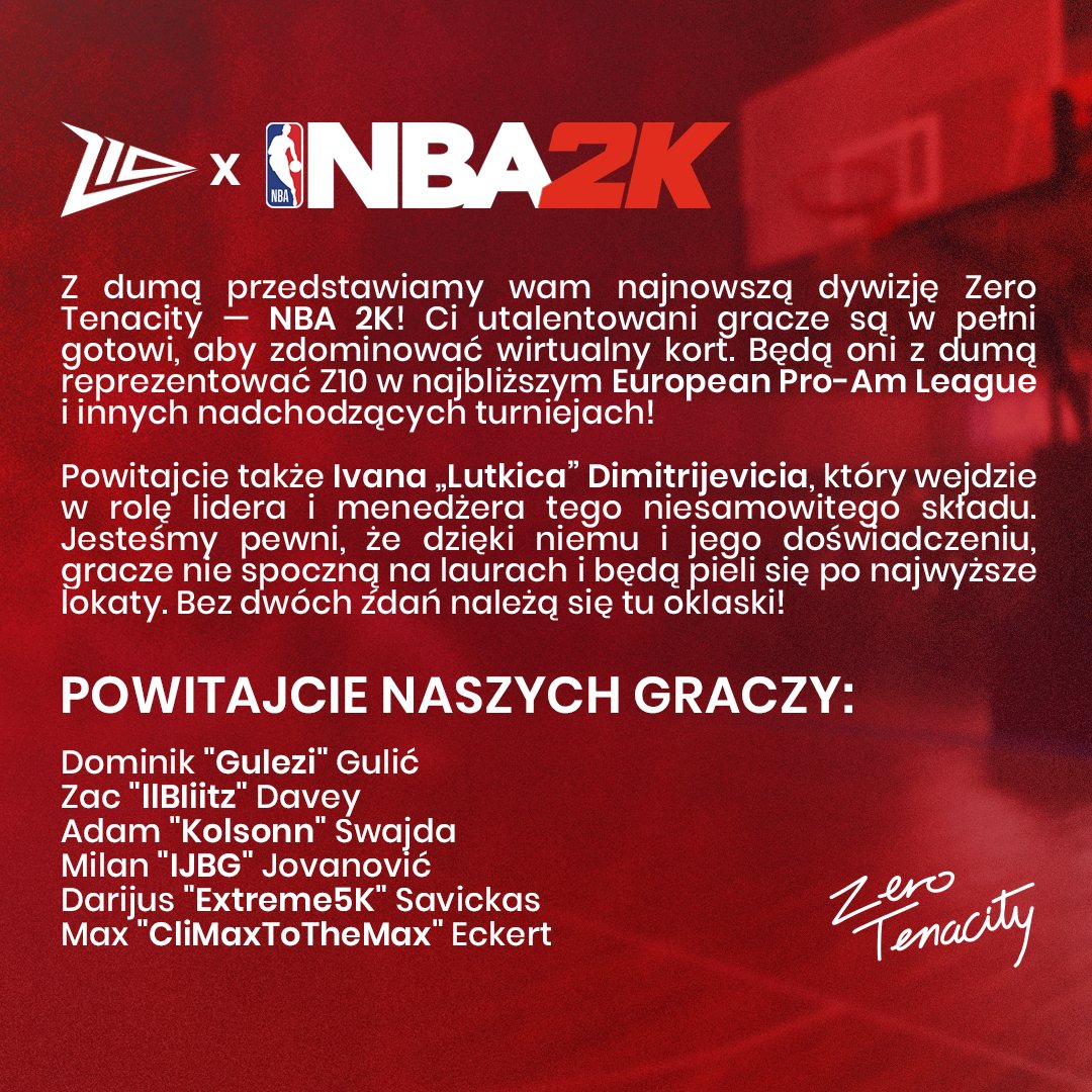 Niektórzy z was pewnie dostali już mały spoiler, więc nie ma co przedłużać! 🍾

Otwieramy nową dywizję. Wybór gry może was trochę dziwić, ale uwierzcie - w naszych meczach na pewno nie zabraknie sporej dawki esportowych emocji! 🏆

#WeMakeHeroes #Z10WIN