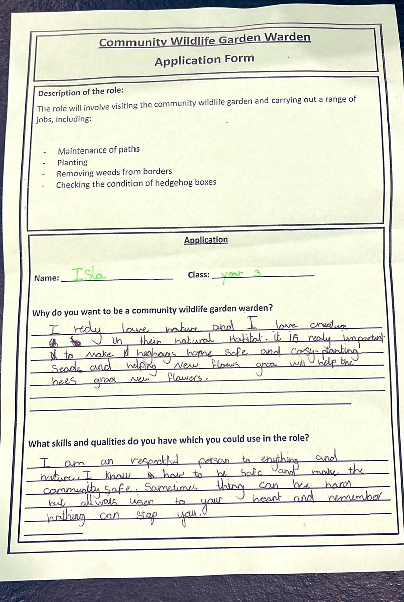 Our first CV from the youngest 🤣🥰🌟 Couldn’t have written it better myself!! #listentoyourheart 💜