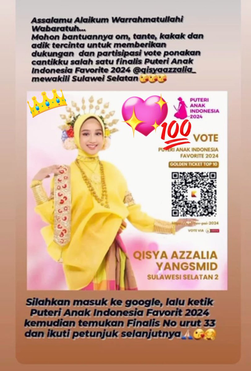 Profil puteri anak Indonesia 2024 - Qisya Azzalia Yangsmid (Sulawesi Sel... youtu.be/Pqp5mlhn87E?si… lewat <a href="/YouTube/">YouTube</a>