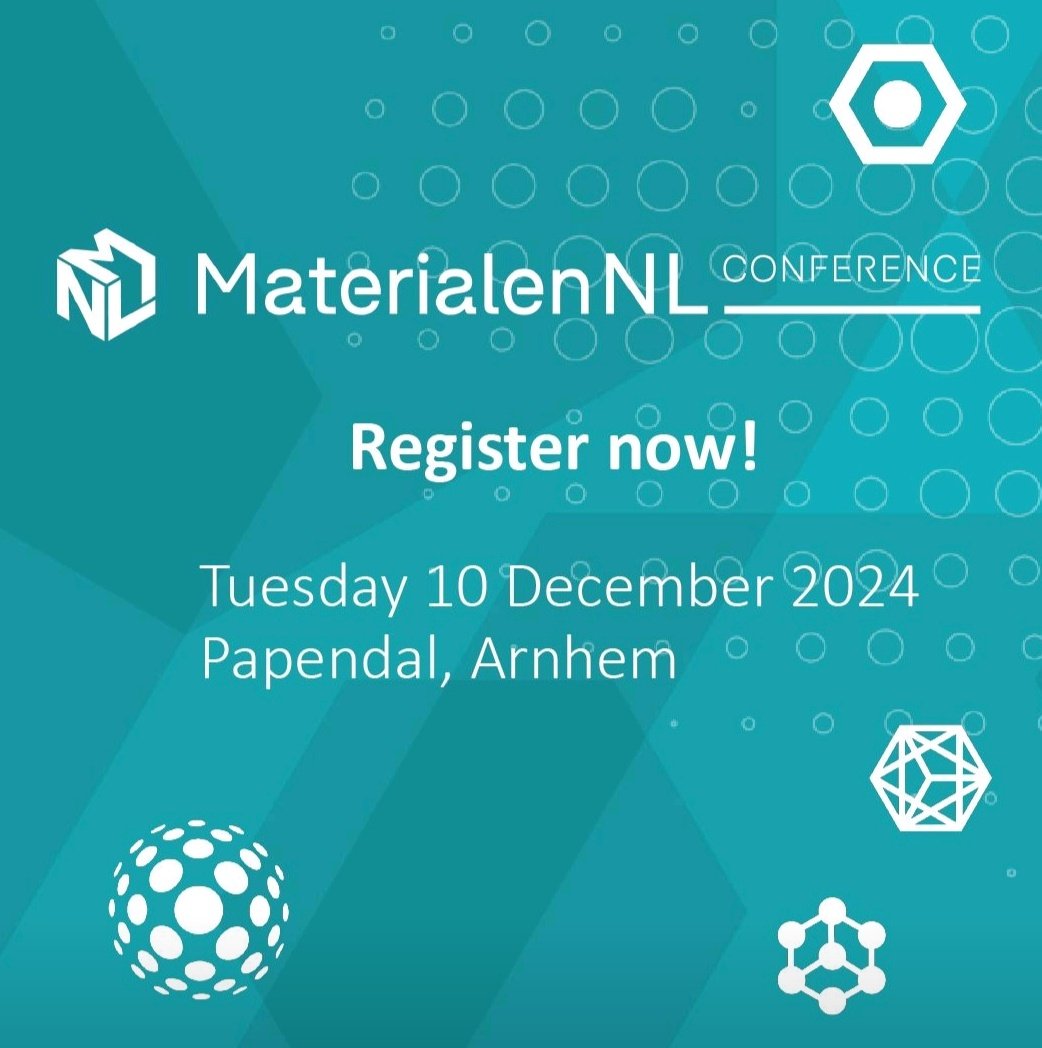 4TUHighTechMaterials (@4tu_htm) on Twitter photo Materials are everywhere, for everyone:⚡Materials for a Future Society!⚡
Join the materials community, register now: materialennlconference.nl/register/
📢 MaterialenNL Conference 2024
📆 10 December 2024
🏨 Hotel Papendal, Arnhem
🌐 Information & full programme: materialennl-platform.nl/materialennl-c… Materials are everywhere, for everyone:⚡Materials for a Future Society!⚡
Join the materials community, register now: materialennlconference.nl/register/
📢 MaterialenNL Conference 2024
📆 10 December 2024
🏨 Hotel Papendal, Arnhem
🌐 Information & full programme: materialennl-platform.nl/materialennl-c…