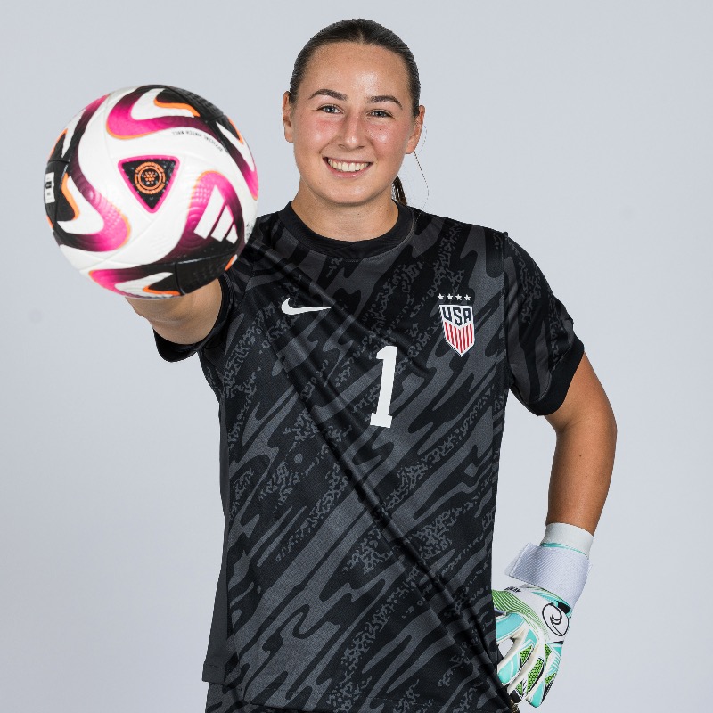 USYNT's tweet photo. From the field to the sidelines, get to know #U17WYNT goalkeeper @MollyVapensky as she chats with @FIFAWWC in the DR!