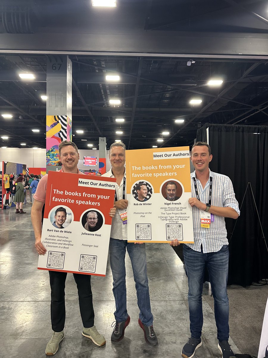Peachpit (@peachpit) on Twitter photo Day 2 at @AdobeMAX! We had an amazing time catching up with <a href="/robdewinter/">Rob de Winter</a>, Nigel French, and <a href="/BartvdWiele/">Bart Van de Wiele</a>. 🙌
When you’re a star, you hold the proof! 😄
If you’re here, swing by booth #566 and discover how we’re pushing creativity and turning ideas into action! #AdobeMAX Day 2 at @AdobeMAX! We had an amazing time catching up with <a href="/robdewinter/">Rob de Winter</a>, Nigel French, and <a href="/BartvdWiele/">Bart Van de Wiele</a>. 🙌
When you’re a star, you hold the proof! 😄
If you’re here, swing by booth #566 and discover how we’re pushing creativity and turning ideas into action! #AdobeMAX