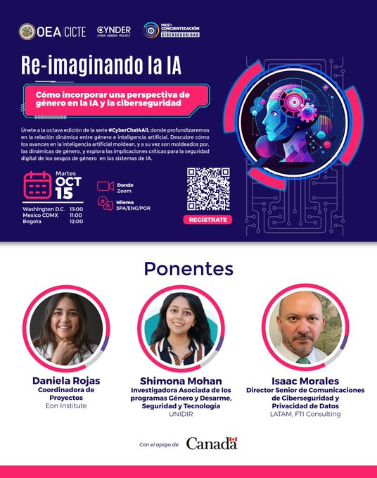 #AHORA Ya puedes unirte a nuestro #CyberChat4All-8. Hablamos sobre #IA  y su impacto en la #SeguridadDigital

LIVE🔴
Únete aquí para participar👇
oas-org.zoom.us/webinar/regist…