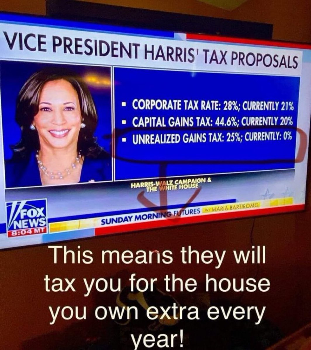 alphafox's tweet photo. Just a reminder that if you vote for Kamala, you are voting for paying taxes on anything you own that had appreciated, even if you have not sold it yet: 😨 https://t.co/Go0tGQ57Lj