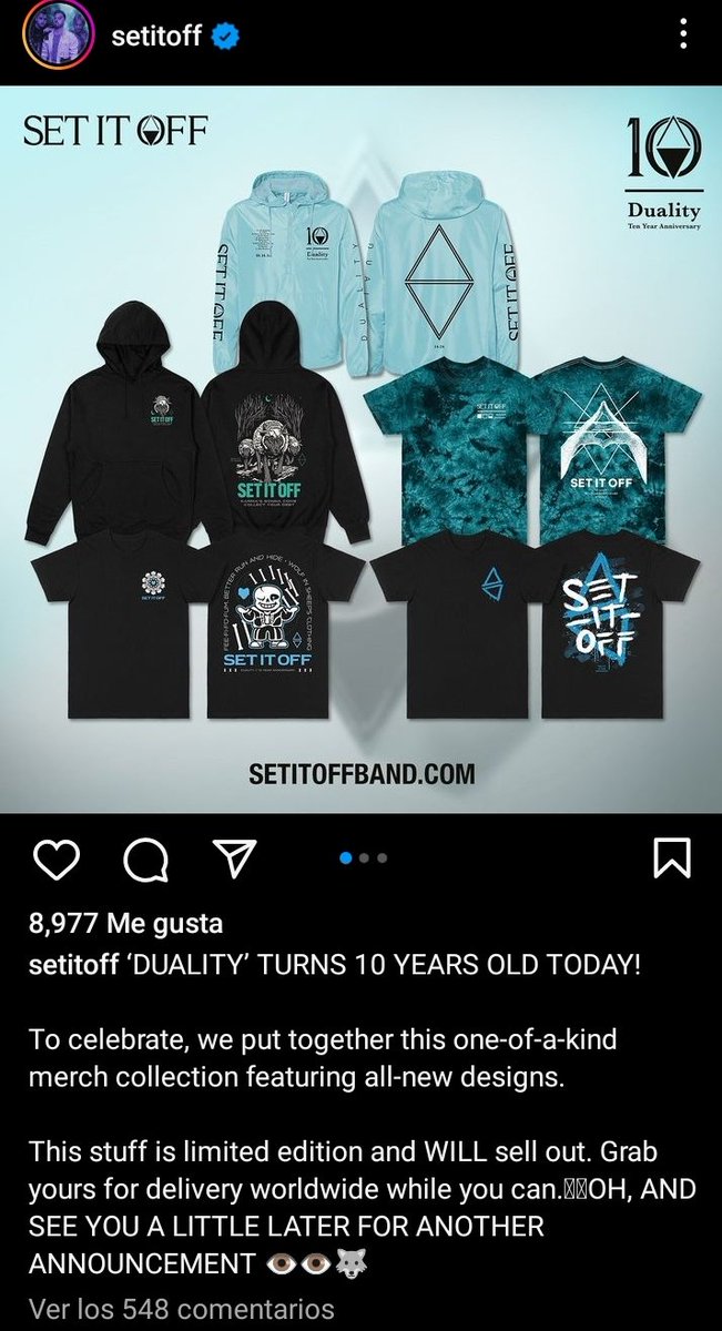 dailytobytrivia's tweet photo. Set it off are currently selling merch featuring a very very familiar skeleton https://t.co/H34176n5tz