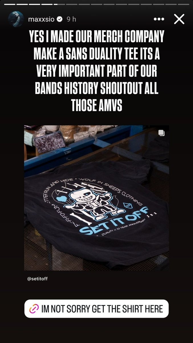 dailytobytrivia's tweet photo. Set it off are currently selling merch featuring a very very familiar skeleton https://t.co/H34176n5tz