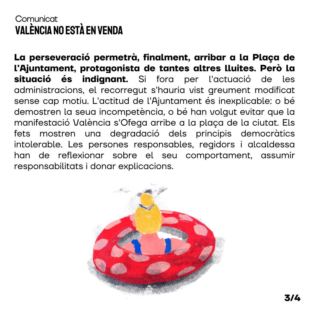 ⚠️NOU COMUNICAT⚠️ 

València s’ofega supera les pressions institucionals: la manifestació acabarà en la Plaça de l’Ajuntament. ✊ (1/2)