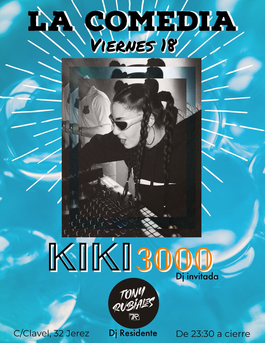 Super Viernes nos espera con la visita de  <a href="/lakiki3000/">LA KIKI 📡🌐</a> !!! Con ganas de fiesta.

Desde Sevilla y con muchas ganas junto a nuestro <a href="/TonyRubiales/">T O N Y R U B I A L E S</a> 

#viernes #djinvitada #mujeres #copas #fiesta #musicaqueosgusta #bailarsinparar #cantar #amigos #amigas #juntosyjuntas #viernesllegaya