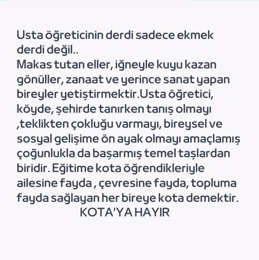 Unutulmaya yüztutmuş usta öğretici olmak istemiyoruz <a href="/RTErdogan/">Recep Tayyip Erdoğan</a>                 <a href="/mebpersonel/">MEB Personel</a>                                            <a href="/EmineErdogan/">Emine Erdoğan</a>