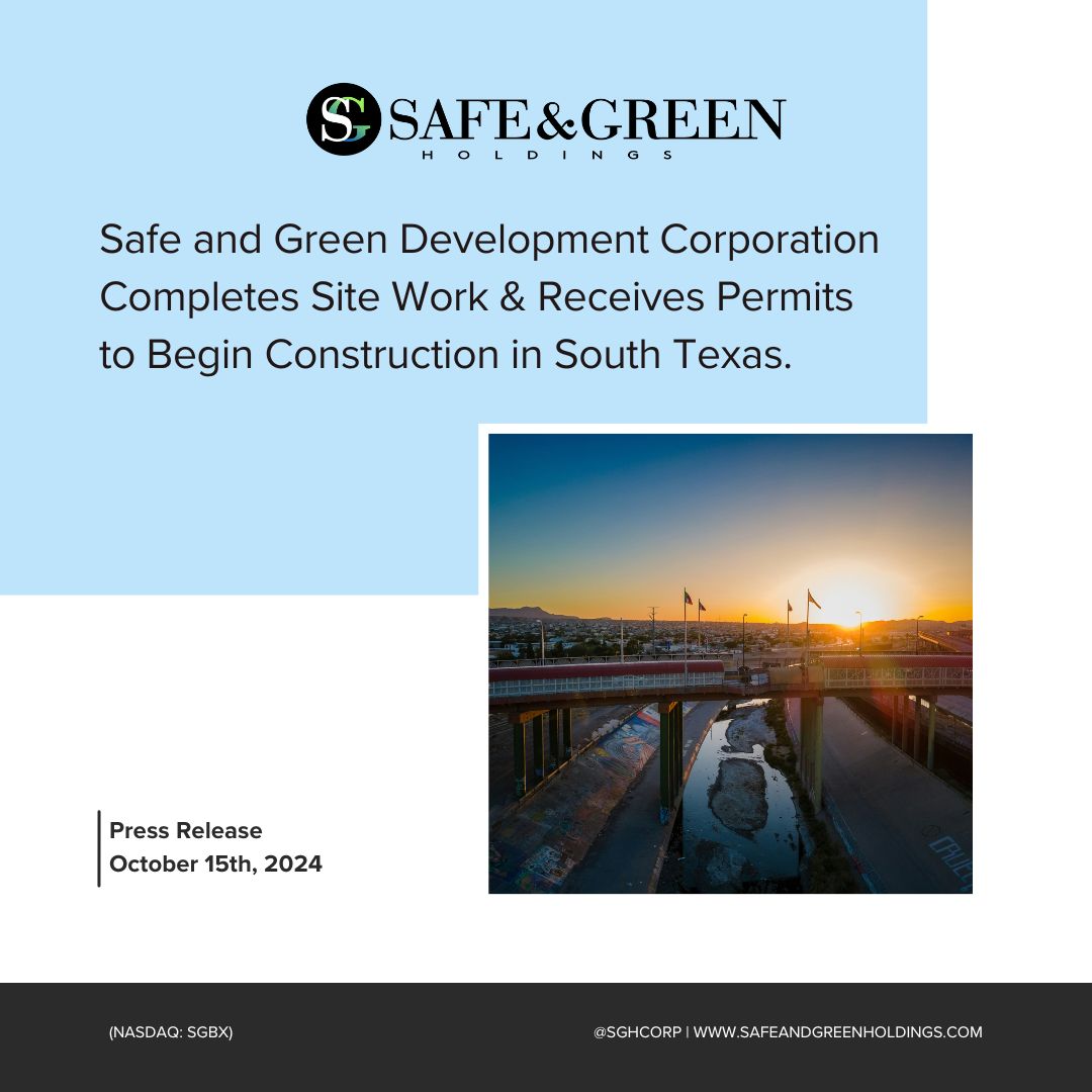 Great news! Our subsidiary, SG Development Corporation, has completed all site work for the first phase of the Sugar Phase I project in South Texas. With vertical construction set to begin, we're on track to deliver 35 homes by Q1 2025. #SGBX Read more: finance.yahoo.com/news/safe-gree…