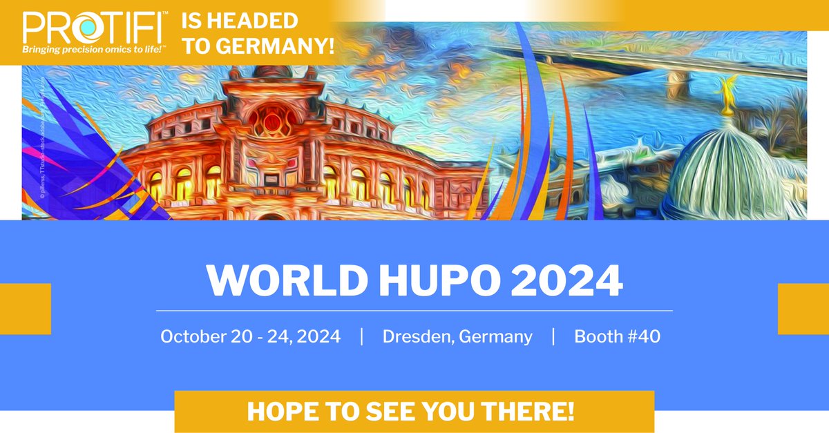 ProtiFi is headed to Europe! The World HUPO Congress 2024 in Dresden, Germany is where you can discover how our solutions are revolutionizing proteomics research. Meet our team and explore the future of protein analysis!

#HUPO2024 #MassSpec #LabLife #LCMS #biotech #proteomics