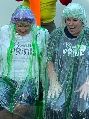 WBPBruins's tweet photo. Our WBP Bruins exceeded their Boosterthon fundraising goal!  One fundraising incentive for reaching the goal was "Slime Mrs. Parke and Mrs. Napier." They held up their end of the bargain this morning on the morning news. #WeAreBruins https://t.co/mYtlgPIf41