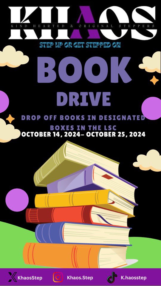 We are doing a book drive to donate to the Friends of the Houston Public Library. With each book donation you will receive a community service hour with a cap at 3 hours. Dm the page with📸

Our donation box is in the LSC near starbucks 
from ‼️OCTOBER 14, 2024- OCTOBER 25, 2024