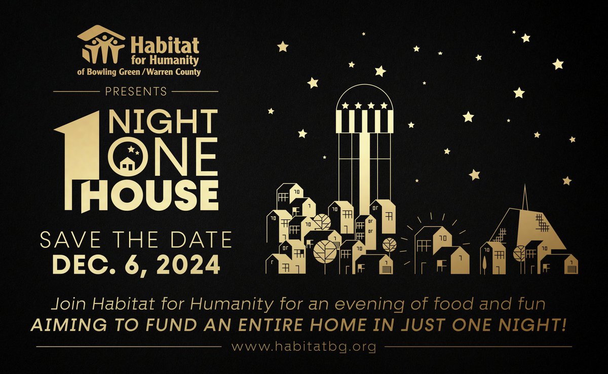 Mark your calendars for this unique local fundraiser, embarking to fund a home in just one night. 

Visit habitatbg.org for more information regarding the event, how to donate, how to attend, and more.