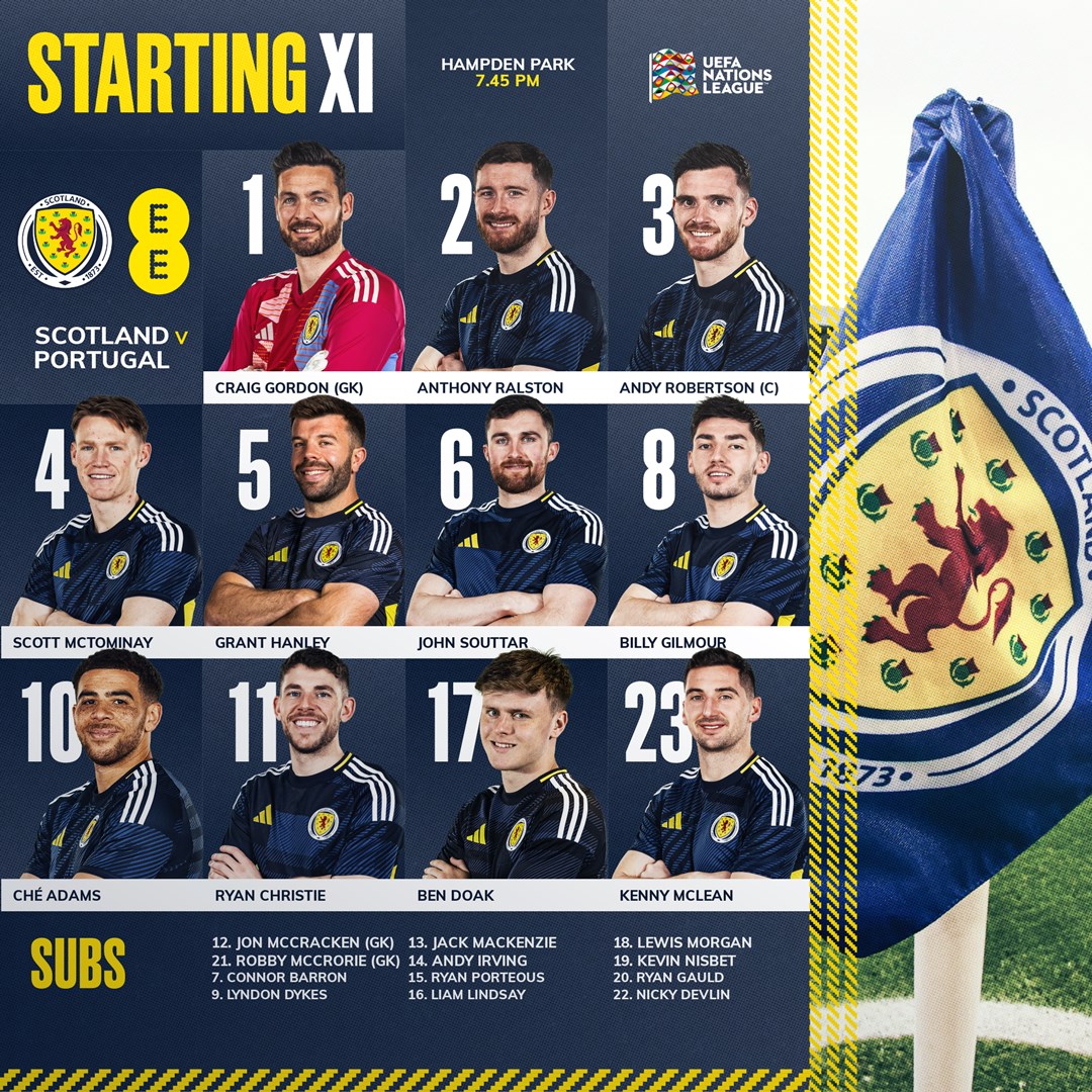 ScotlandNT's tweet photo. 🔢 One change from Saturday's match.

📺 Watch live here: https://t.co/uV8bYnxPV8

#SCOPOR https://t.co/KpWJkViqLG