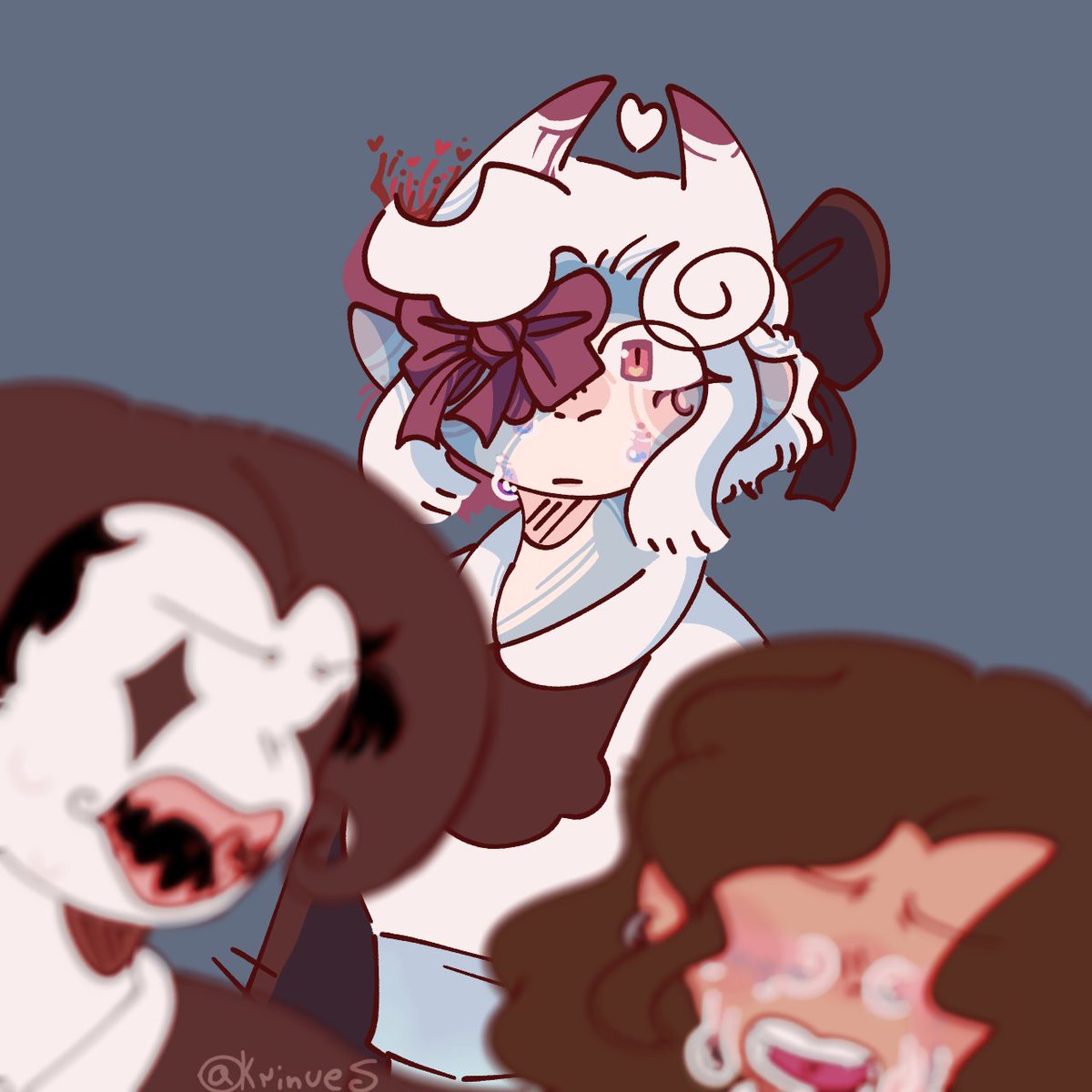 KrinueS's tweet photo. //TW Blood, Death body !!! 

Bows and ribbons

#WhitePine #IvoryWhitePineFanart #Ivorycellofanart #Mysticatfanart https://t.co/l9sOAm67vX