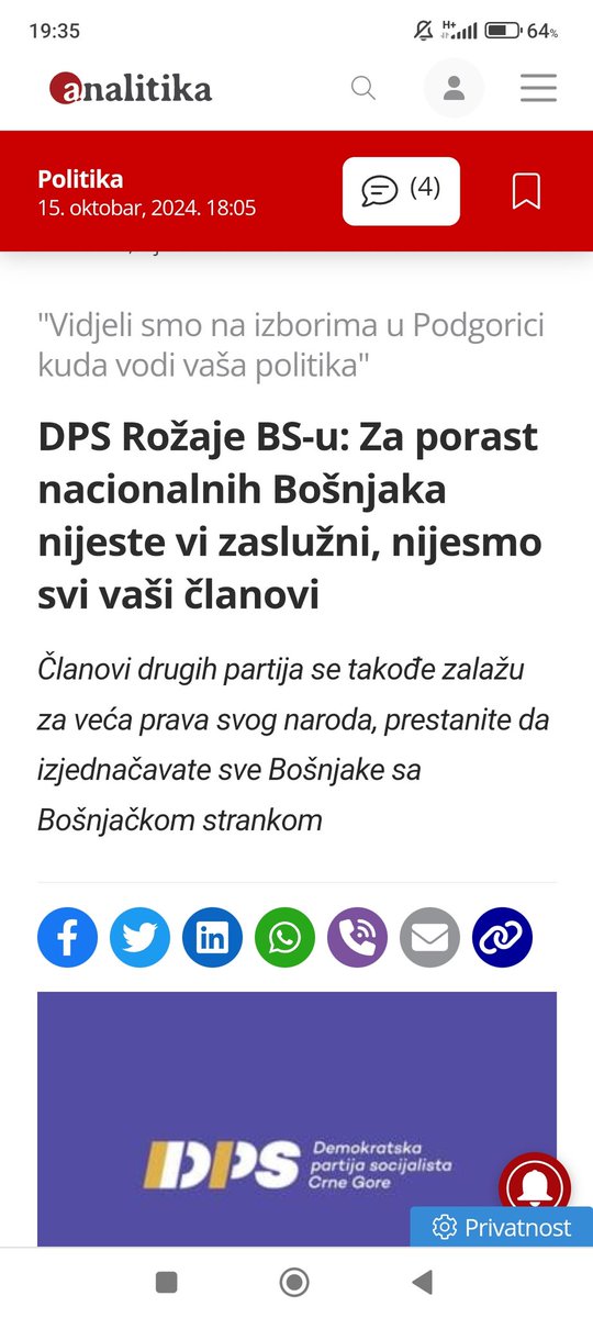 eldin_brdjo's tweet photo. Vidjeli smo, na nedavnim izborima u Podgorici kuda vas vodi vaša politika – primjera radi, u Podgorici živi 4.690 Bošnjaka, a vi ste imali 900 glasova na posljednjim izborima. Dovoljan podatak da budete svjesni da nas ne predstavljate kako treba i da nijesmo svi vaši članovi! https://t.co/BlAjmOAksA