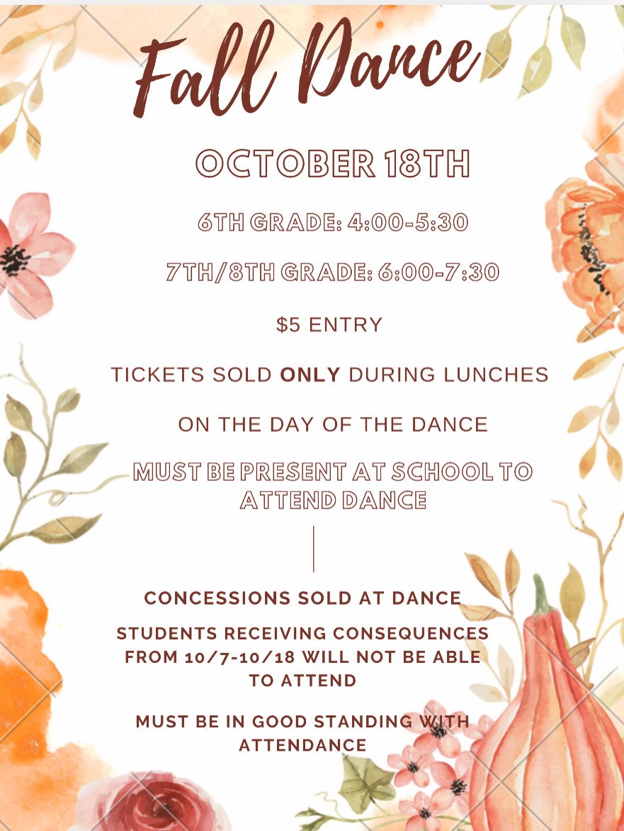 *ALL GRADES*
#FallDance this Friday!
Please note the time frames!
#StrausMavericks
#TheStrausWay