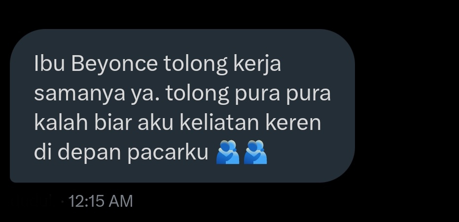 Ibu beyoncé tolong dengar suara besar pacarku..