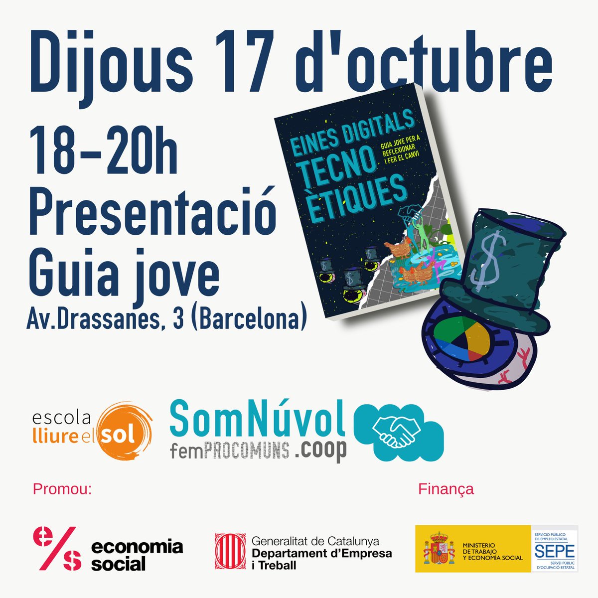 📓"Guia jove d'eines digitals tecnoètiques" 
Presentació 17oct 18h - <a href="/EscolaElSol/">Escola Lliure el Sol, sccl</a> 

▶️ Sensibilització, denúncia i com combatre GAFAM  
▶️ Eines digitals i apostes tecnoètiques
▶️ El rol de joves i educadores

Inscriu-te i et reservem un exemplar en paper.
femprocomuns.coop/guia-jove-eine…