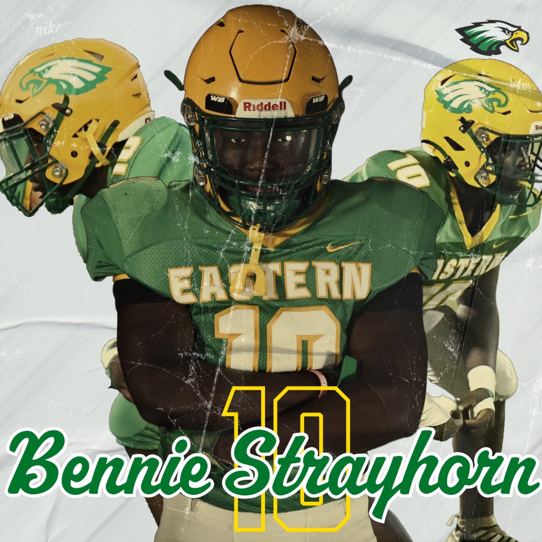 EAHS_Football's tweet image. Today's Senior Spotlight is Bennie Strayhorn. Bennie is a 2-year Eagle and has been a contributor at Linebacker and Special Teams. Bennie currently has 9 tackles on the season. #positiveresponse