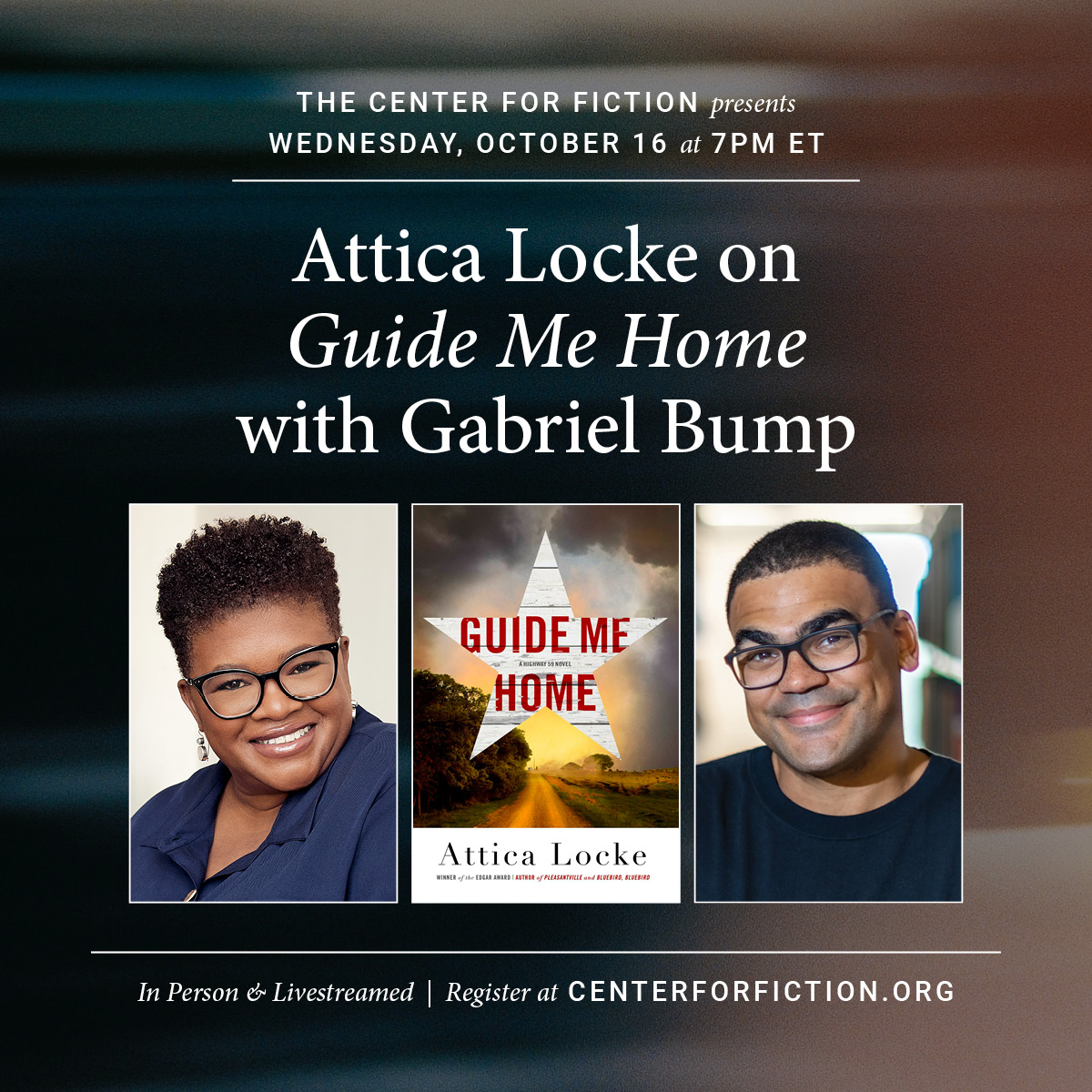 Mulholland Books (@mulhollandbooks) on Twitter photo Tomorrow (10/16) join <a href="/atticalocke/">Attica Locke</a> and @GabrielJBump at <a href="/Center4Fiction/">The Center for Fiction</a>! centerforfiction.org Tomorrow (10/16) join <a href="/atticalocke/">Attica Locke</a> and @GabrielJBump at <a href="/Center4Fiction/">The Center for Fiction</a>! centerforfiction.org