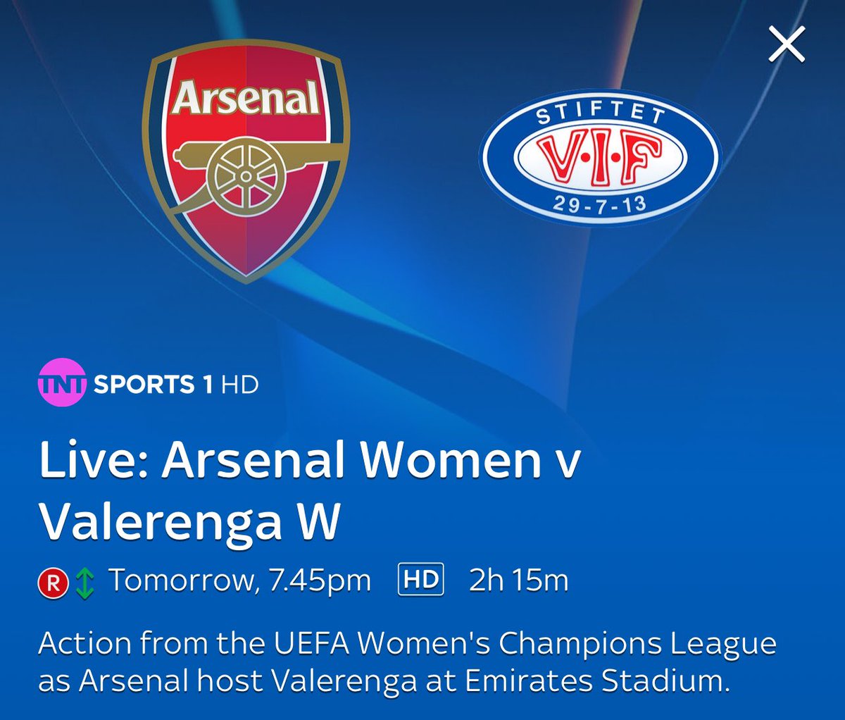 Jacqui Oatley (@jacquioatley) on Twitter photo Keen to see how Arsenal 🔴 get on in their first match since Jonas Eidevall’s departure.
Champions League group match <a href="/ArsenalWFC/">Arsenal Women</a> v Valerenga 🇳🇴 live from the Emirates after both lost their group openers.
TNT Sports 1 7:45pm tomorrow with Carla Ward and me 🎙️ <a href="/UWCL/">UEFA Women’s Champions League</a> #AWFC #AFC Keen to see how Arsenal 🔴 get on in their first match since Jonas Eidevall’s departure.
Champions League group match <a href="/ArsenalWFC/">Arsenal Women</a> v Valerenga 🇳🇴 live from the Emirates after both lost their group openers.
TNT Sports 1 7:45pm tomorrow with Carla Ward and me 🎙️ <a href="/UWCL/">UEFA Women’s Champions League</a> #AWFC #AFC
