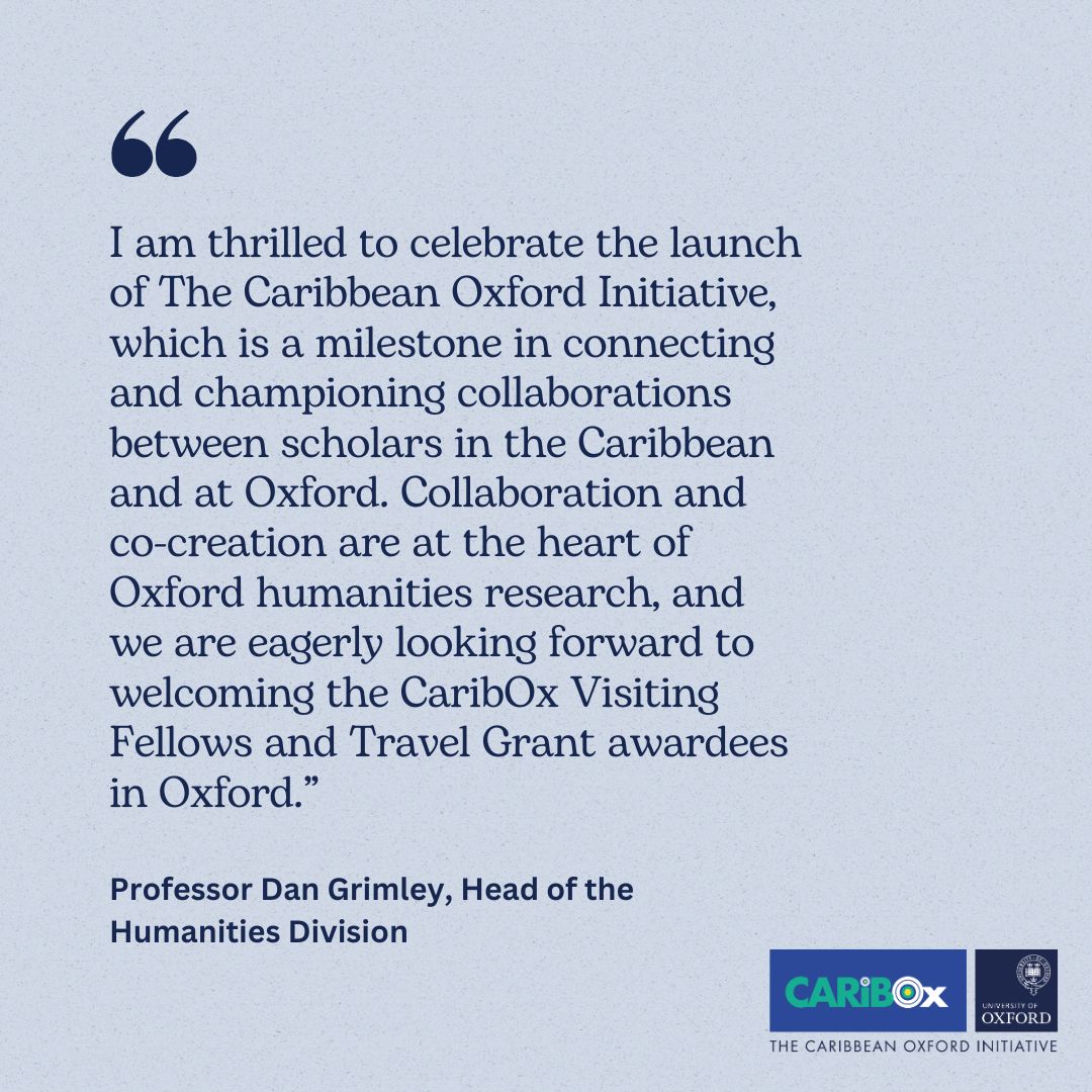 CaribOx (@cariboxford) on Twitter photo Professor Dan Grimley, Head of <a href="/OxHumanities/">Humanities Division</a>, is, like us, hugely looking forward to welcoming the CaribOx Visiting Fellows and Travel Grant awardee to our research community😃Great transatlantic collaborations coming soon <a href="/TORCHOxford/">TORCH Oxford</a> <a href="/UniofOxford/">University of Oxford</a>. Professor Dan Grimley, Head of <a href="/OxHumanities/">Humanities Division</a>, is, like us, hugely looking forward to welcoming the CaribOx Visiting Fellows and Travel Grant awardee to our research community😃Great transatlantic collaborations coming soon <a href="/TORCHOxford/">TORCH Oxford</a> <a href="/UniofOxford/">University of Oxford</a>.