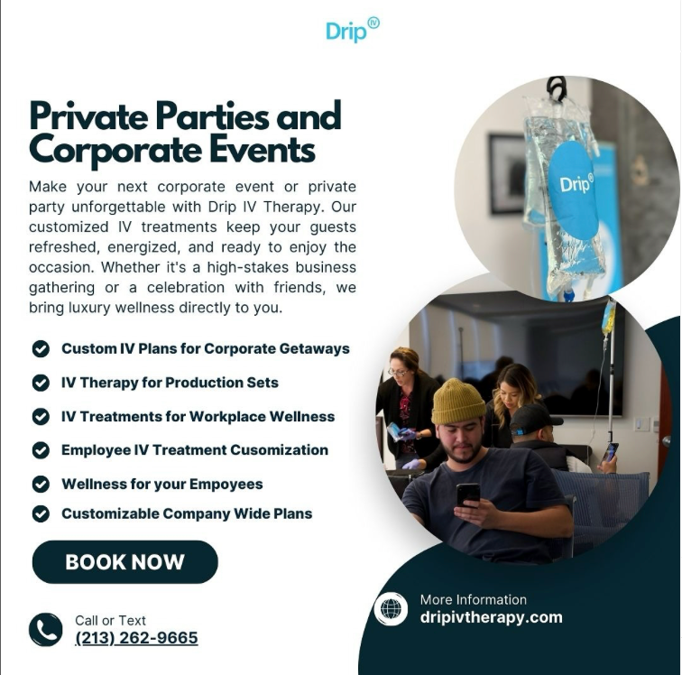 dripivtherapy's tweet photo. Take your corporate events and parties to the next level with our Drip IV Therapy! Keep your team energized, refreshed, and ready to take on the day with our customizable IV treatments. Elevate wellness, boost productivity, and make your event one to remember! https://t.co/weCvyZXC24
