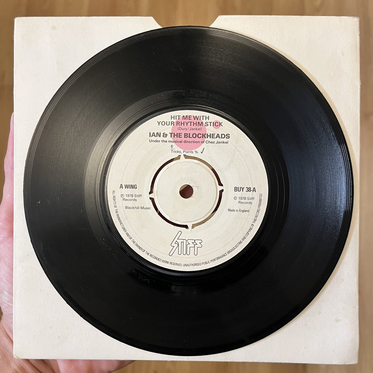 bigdaps's tweet image. ‘Hit Me With Your Rhythm Stick’

One of my dad’s records and a special one. He was a big fan and watched him in N London pubs when Ian Dury was in Kilburn &amp;amp; The Highroads, pre Blockheads.
This track was a big family favourite when I was growing up!
Still a banger.