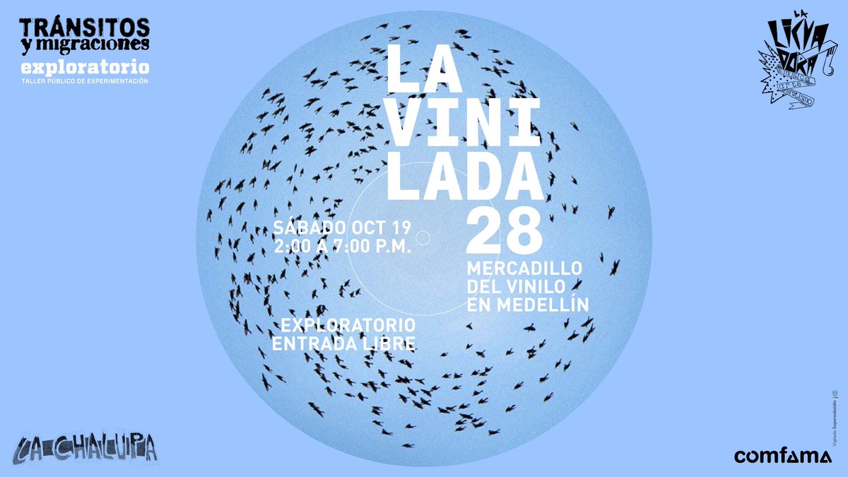 Exploratoriomde's tweet image. El sábado 19 de octubre La Licuadora y La Chalupa Intergaláctica vuelven con LA VINILADA. 

Las músicas del pasado y del presente se encuentran en esta feria de intercambio, compartir y mixturas sonoras, que celebra el formato del VINILO. 🎶

¡Lxs esperamos!