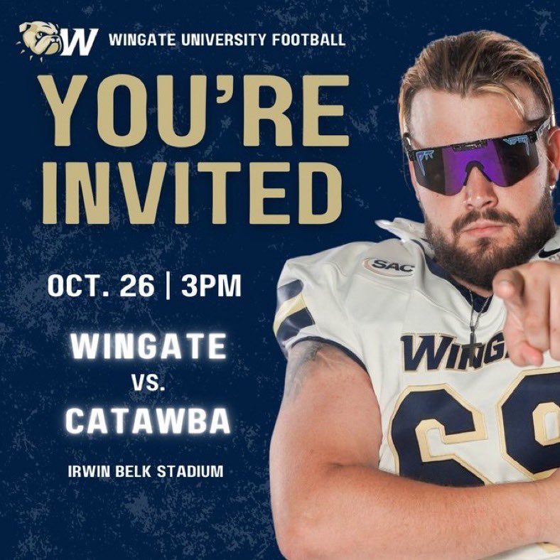 Thank you <a href="/AustinProehl11/">Austin Proehl</a> and <a href="/WingateFb/">Wingate Bulldogs Football</a> for the game invite!! I’ll be there Oct 26th 
<a href="/IcoachIteach/">Coach Johnson</a> <a href="/WaccamawFB/">Waccamaw Warriors Football</a> <a href="/HighSchoolBlitz/">High School Blitz</a> <a href="/peedeesportss/">Pee Dee SC High School Sports Page</a> <a href="/BDunnsports/">Brandon Dunn</a>