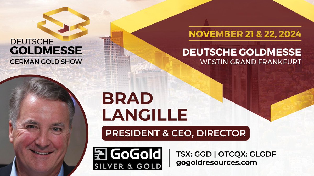 DtGoldmesse's tweet photo. The countdown to #DGM2024 is on!

We are pleased to announce GoGold Resources as the first company to be introduced for Deutsche Goldmesse Fall 2024!

Join us November 21 &amp; 22 at the Westin Grand Frankfurt.

Investor Registration: https://t.co/lpSYNmPNwV

@GoGoldResources $GGD https://t.co/8uzftujelA