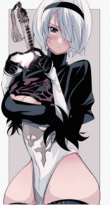 指ハートする自爆後衣装2B#NieR_Automata 