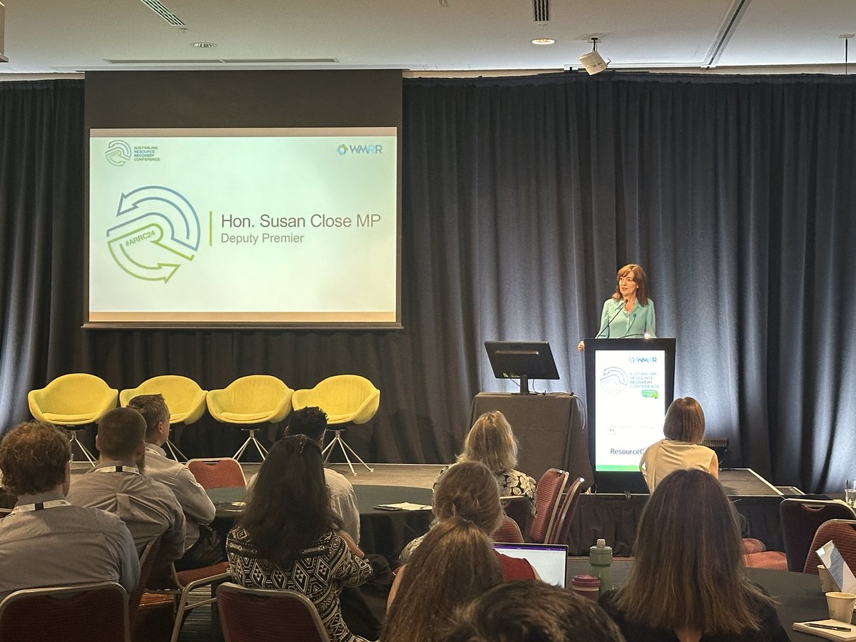 And we are underway at the inaugural Australian Resource Recovery Conference in Adelaide with SA Deputy Premier Dr Susan Close MP giving the opening address #ARRC24 #wmrr #warr