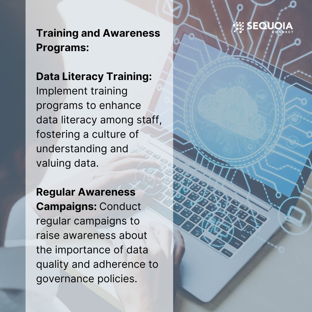 SequoiaConnect's tweet image. Elevate your data quality! Follow our step-by-step guide on establishing governance policies, implementing quality frameworks, and conducting training programs to improve data governance and ensure high-quality data. 📊🌐 #SequoiaConnect #DataGovernance #TechHowTo